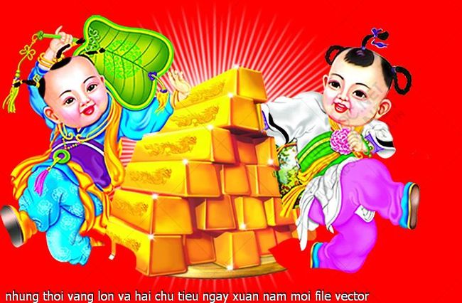 nhung thoi vang lon va hai chu tieu ngay xuan nam moi file vector